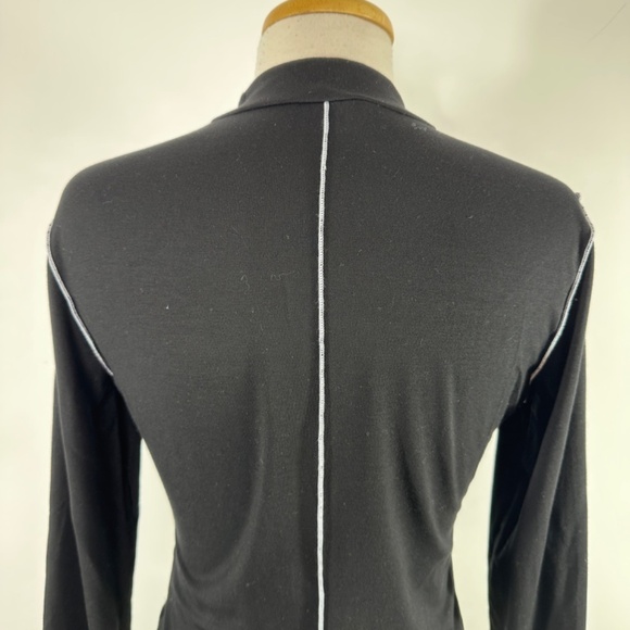 Reformation Stacey Knit Top Crop Mock Neck Women's Sz M Black White Sitches - Picture 13 of 15